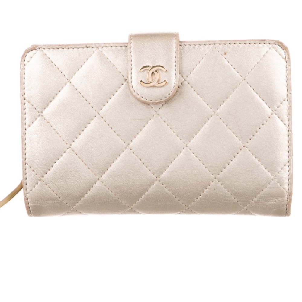 Chanel Gold Quilted French Wallet